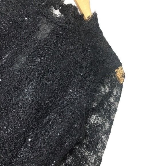 ZARA Mesh Embroidered Sequin Lace Top Black Size Medium - Picture 8 of 10